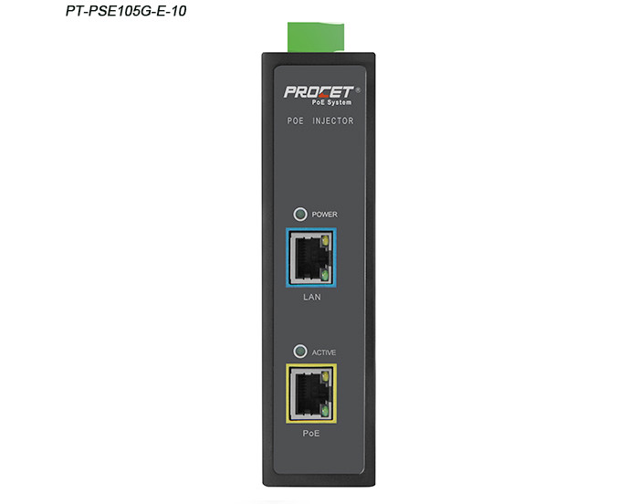 Black IP40 1 Port 30W Midspan PoE Injector 144.5mmX95mmX35.4mm
